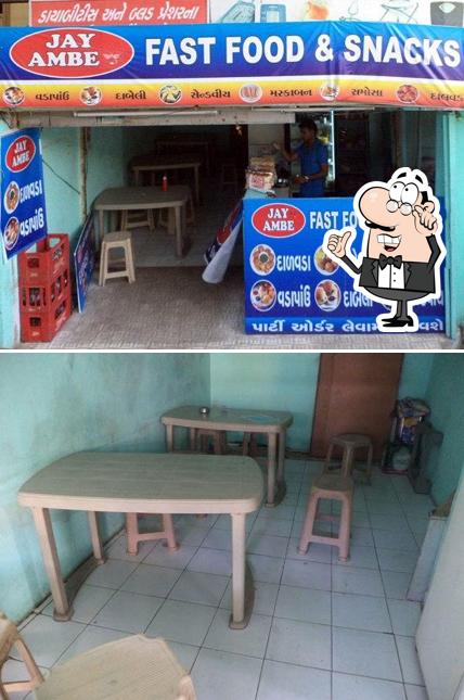 The interior of Jai Ambe Fast Food center