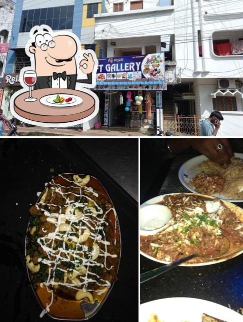 This is the picture depicting food and exterior at New Relax Inn