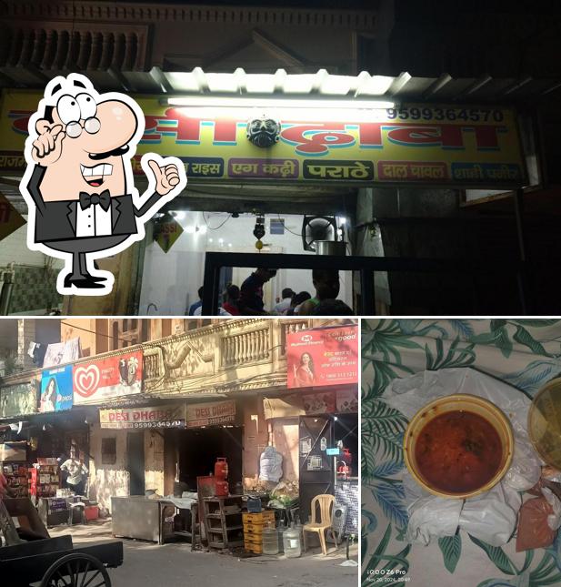 Check out the photo depicting interior and food at Desi Dhaba
