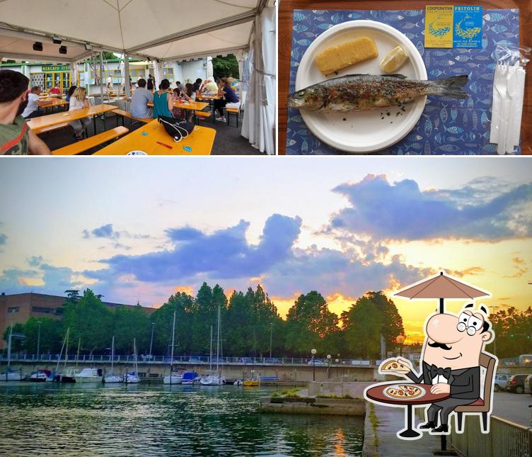Tra le varie cose da Cooperativa Fra Pescatori di Monfalcone si possono trovare la esterno e cibo
