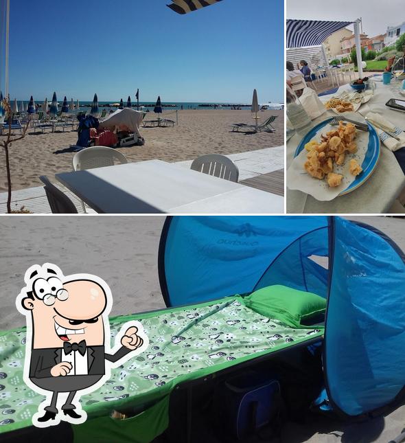 Dai un’occhiata alla immagine che presenta la interni e cibo di Stabilimento Balneare Ippocampo
