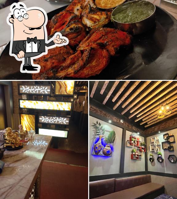 The restaurant's interior and food