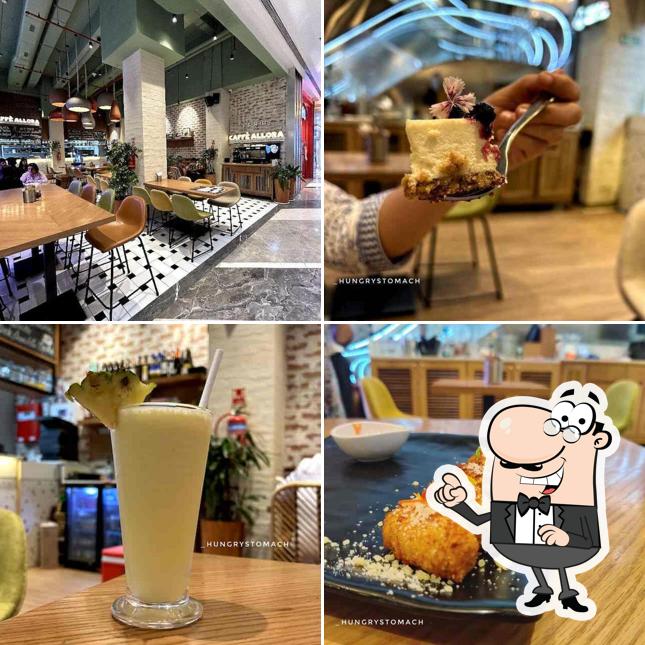 Take a seat at one of the tables at Caffé Allora