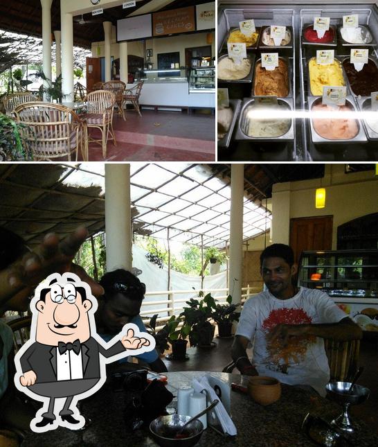 This is the picture showing interior and dessert at Niko's Homemade Ice Cream