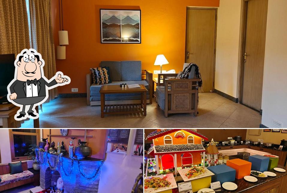 Among various things one can find interior and food at Bird Song- Club Mahindra Restaurant, Binsar, Uttarakhand