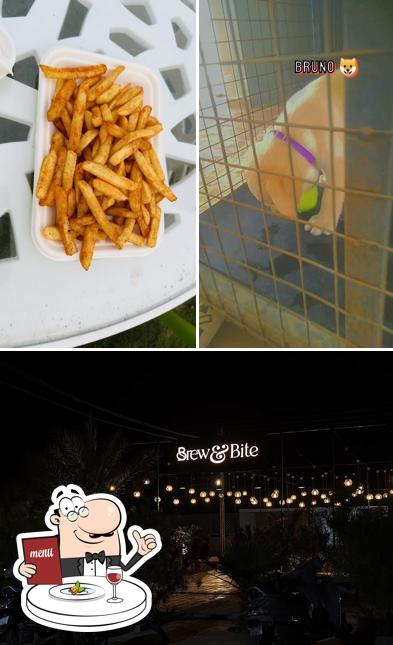 The photo of food and exterior at Brew & Bite