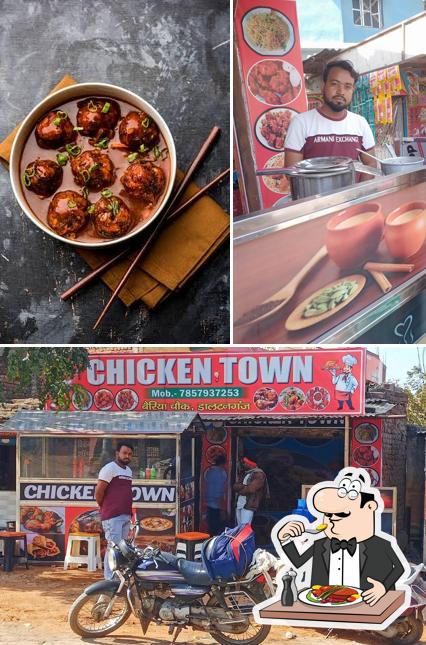 The image of food and exterior at Chicken Town