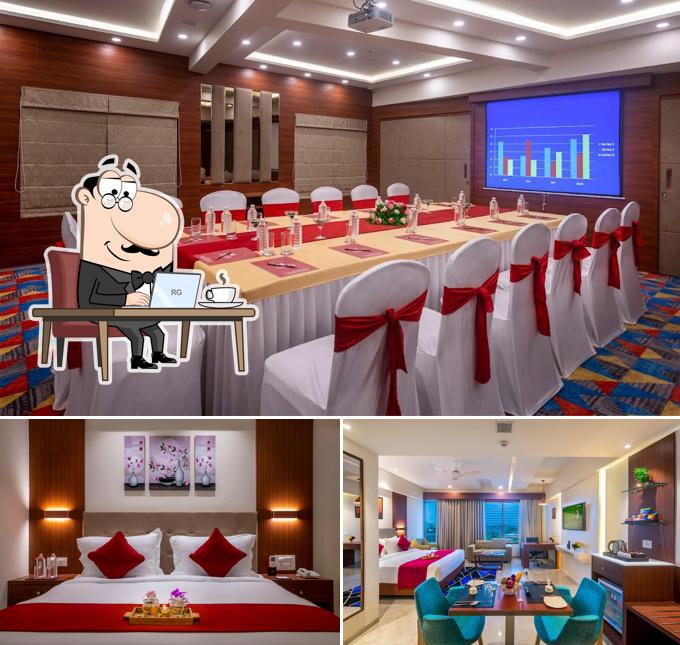 Take a seat at one of the tables at Lords Eco inn Rajkot-Shapar