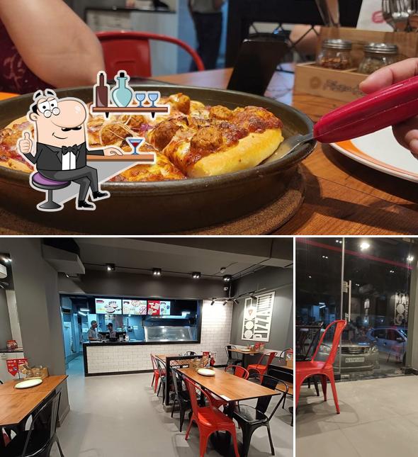 The restaurant's interior and food