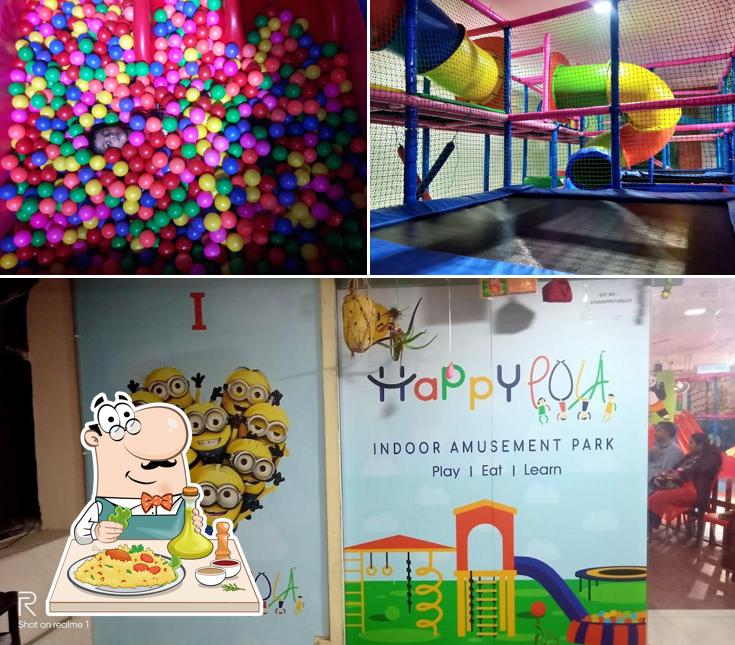 Check out the image depicting food and interior at HappyPola - Indoor Amusement Park