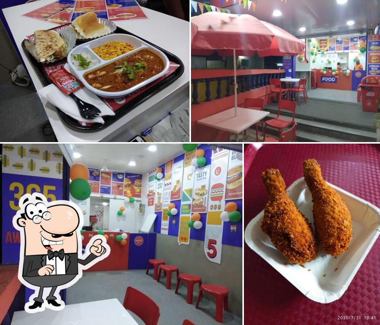 Check out the picture depicting interior and food at Foodies 365