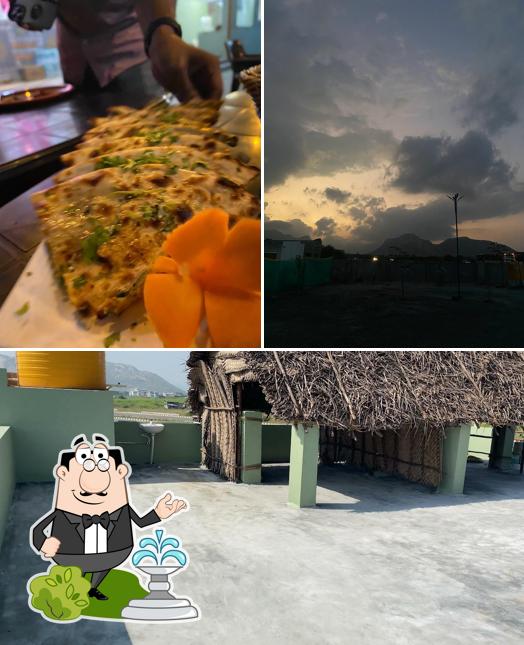The restaurant's exterior and food