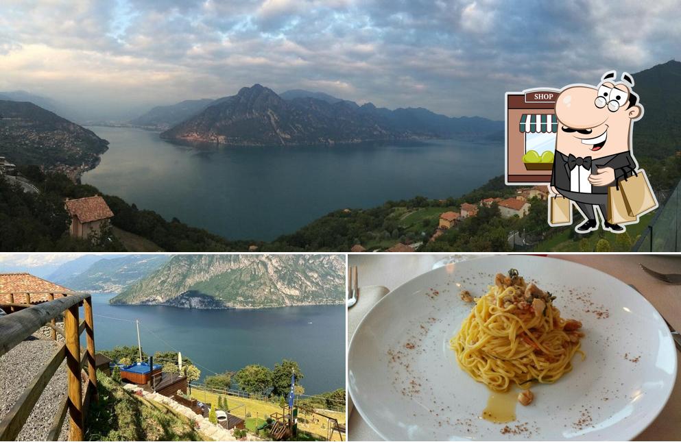 Questa è la immagine che mostra la esterno e cibo di Ristorante Hotel Panoramico