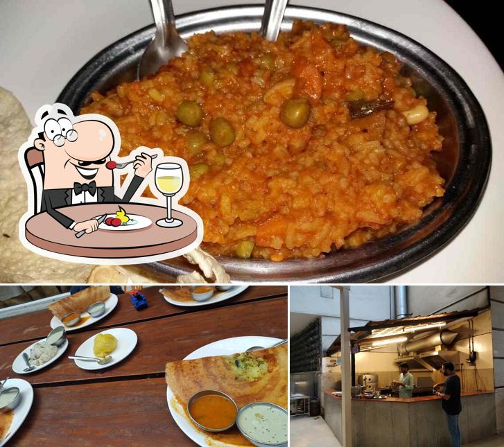 This is the image showing food and interior at Woody’s