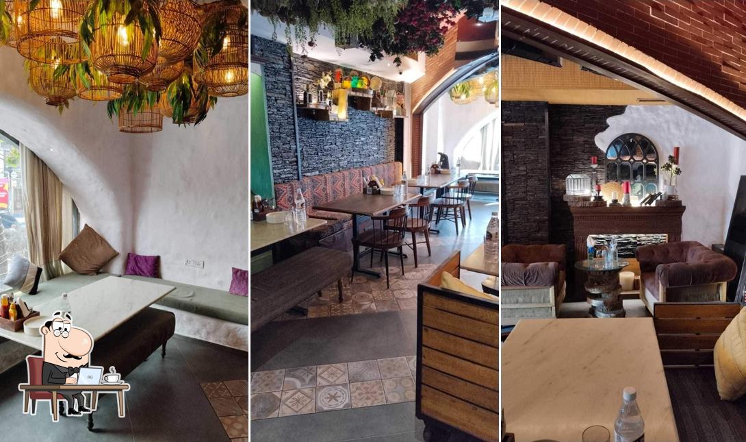 Take a seat at one of the tables at Bulls and Beans Cafe