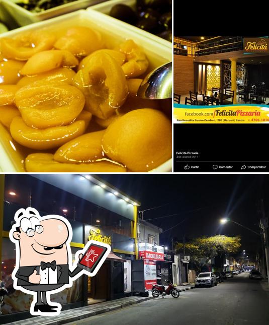 A exterior e comida do restaurante