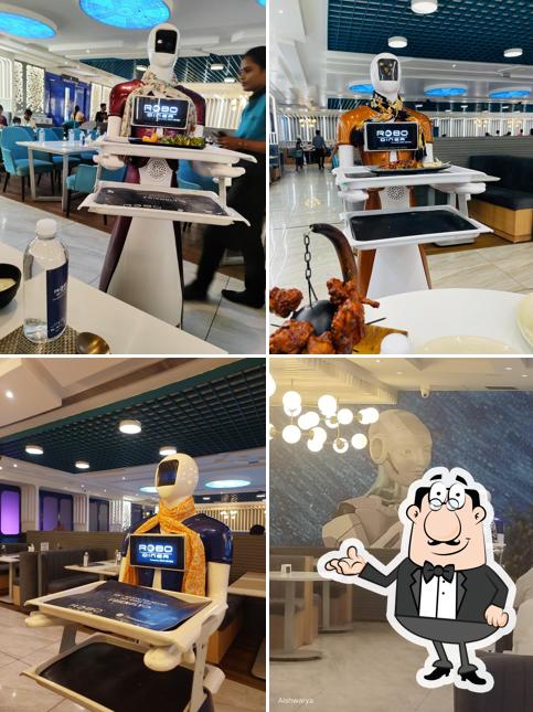 The interior of Robo Diner Best Restaurant in Tirupati