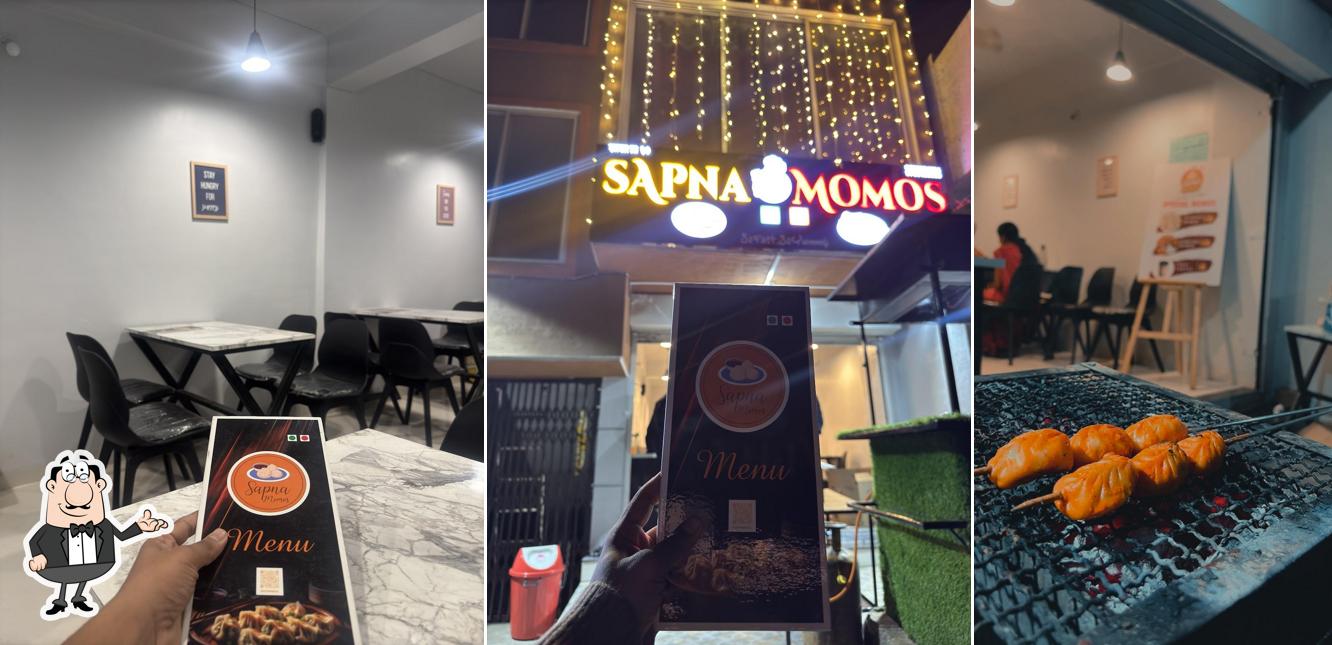 Take a seat at one of the tables at Sapna Momos
