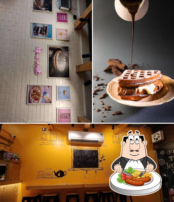 The photo of The Belgian Waffle Co’s food and blackboard