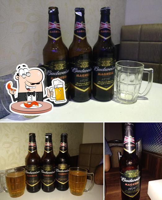 You can get a pint of light or dark beer