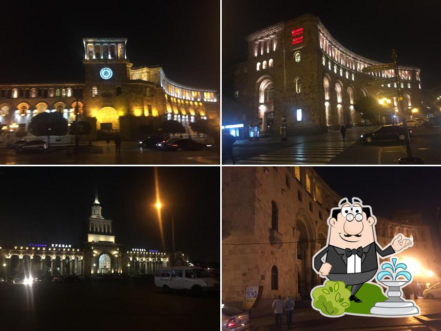 Goditi la vista dagli esterni di Starbucks