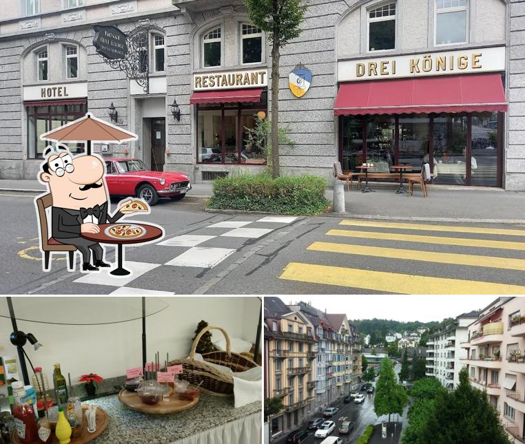 Guarda la foto che presenta la esterno e cibo di Restaurant Drei Könige