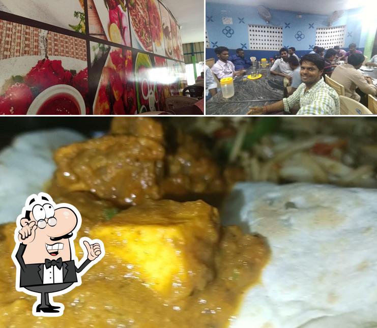 Take a look at the picture displaying interior and food at Hotal Raj Punjabi Dhaba