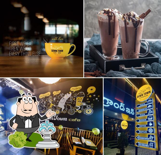 The image of Down Town Cafe’s exterior and drink