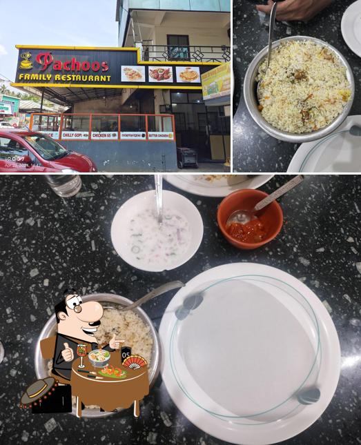 The photo of food and exterior at Pachoos Family Restaurant