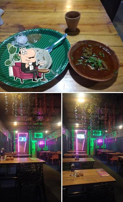 The image of interior and food at Chulha the destination