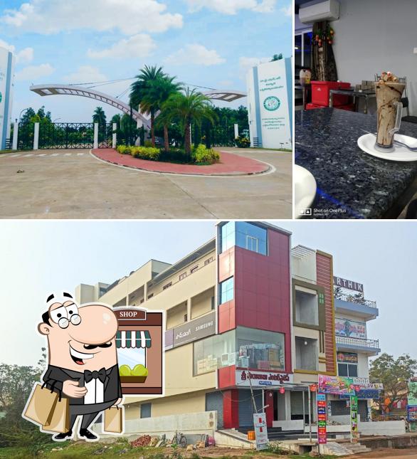 This is the picture depicting exterior and beverage at shanmukha milk parlour