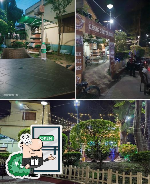 Among various things one can find exterior and beverage at Craig coffee house