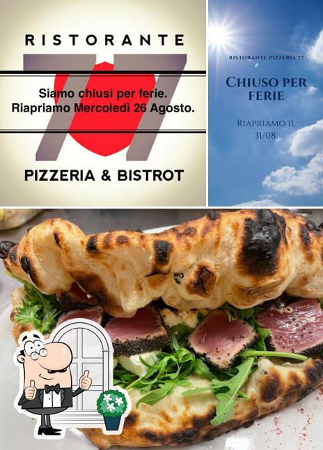 Questa è la foto che mostra la esterno e cibo di Pizzeria&Bistrot 77
