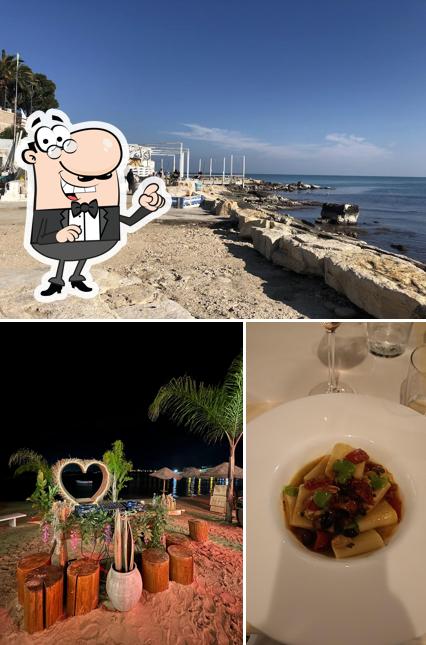 Questa è la immagine che mostra la esterno e cibo di RIVA Beach club