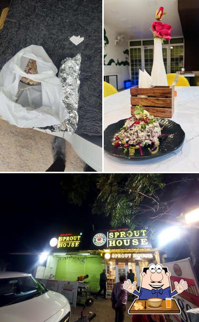 Check out the picture depicting food and exterior at Sprout House