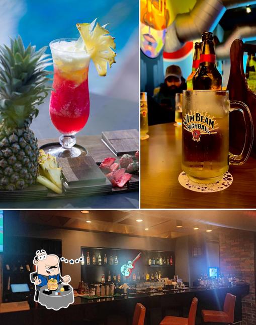 The picture of food and interior at V Bar