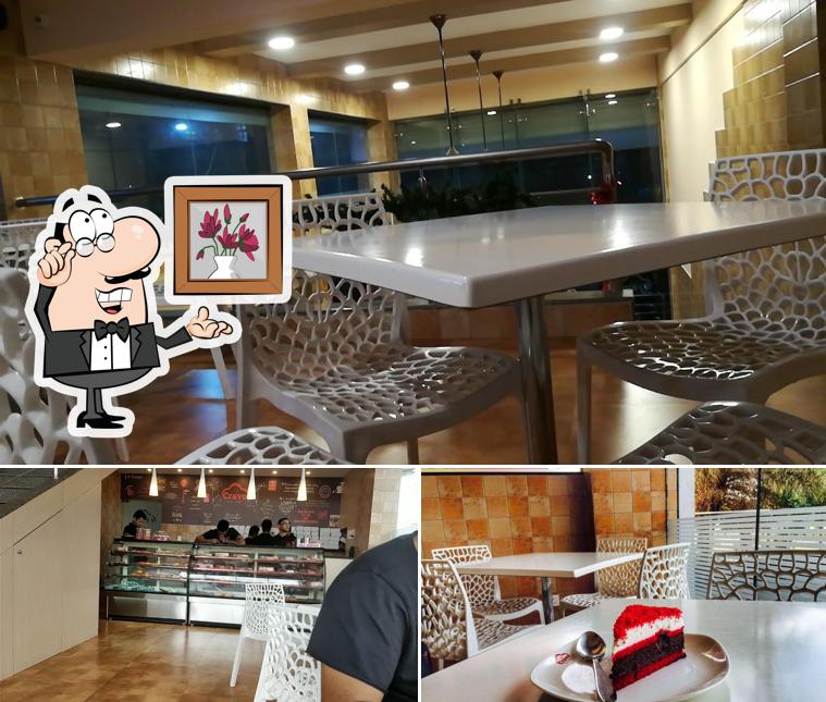 Take a seat at one of the tables at Crave Desserts & Bakes