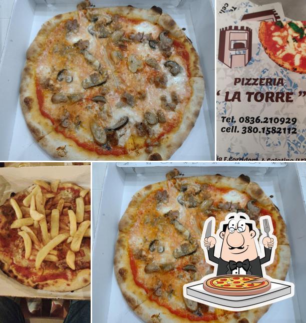 A La Torre Pizzeria con Forno a Legna, puoi assaggiare una bella pizza