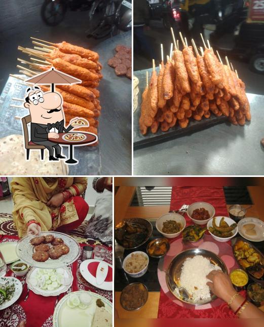 The picture of Lazeez Kebab’s exterior and dining table