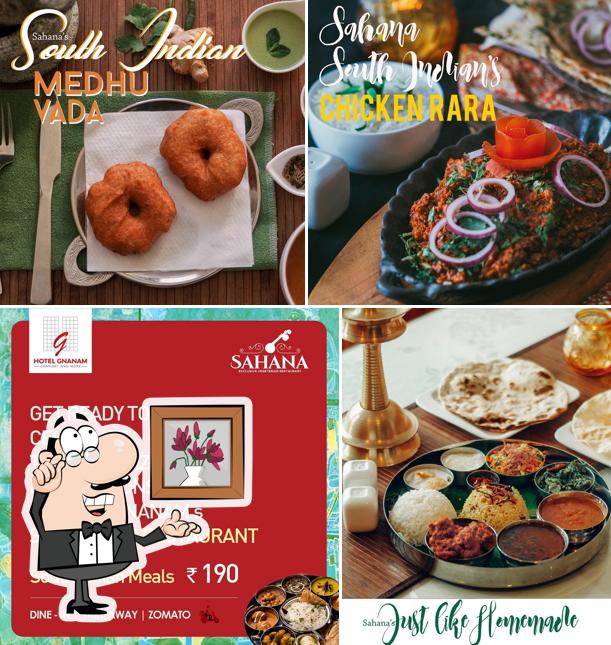 The image of interior and food at Sahana Vegetarian Restaurant
