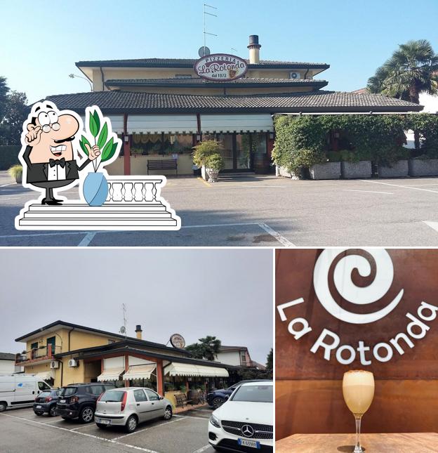 Questa è la immagine che presenta la esterno e bevanda di Pizzeria la Rotonda