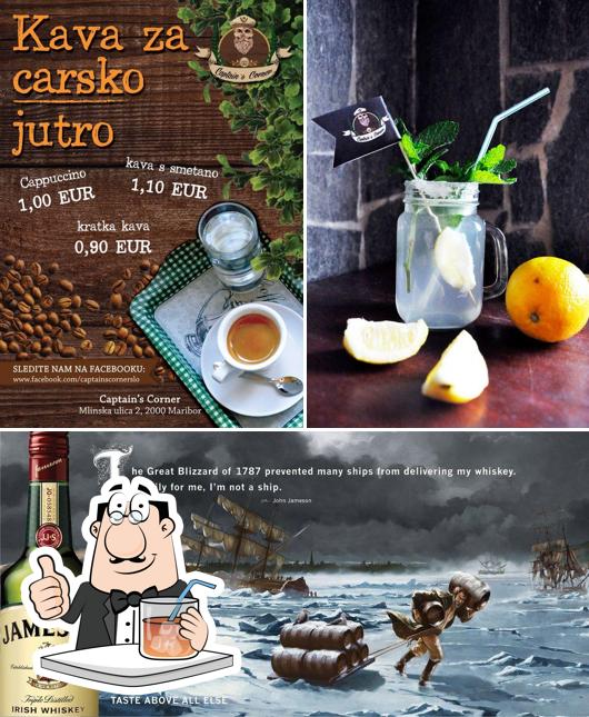 Tra le varie cose da Captain's corner si possono trovare la bevanda e cibo