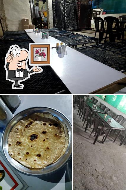 The restaurant's interior and food