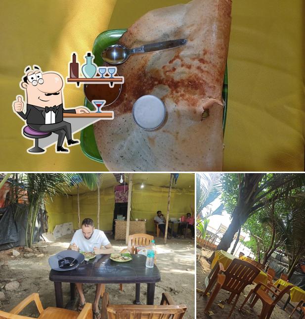 The restaurant's interior and food