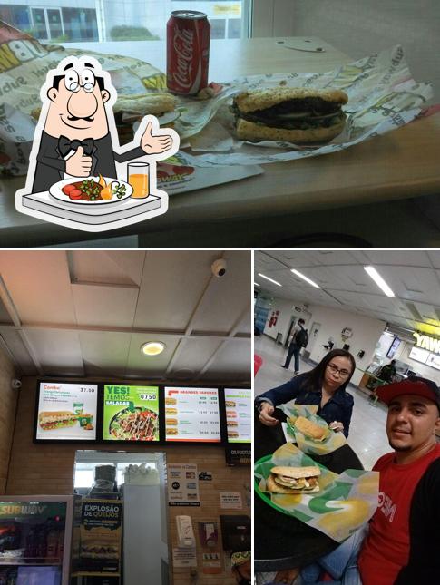 Dê uma olhada a ilustração apresentando comida e bebida no Subway