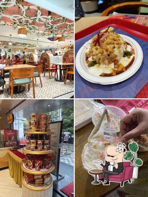 Take a seat at one of the tables at Haldiram's