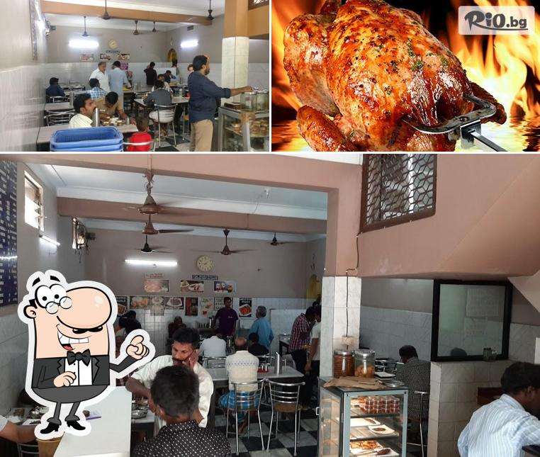 The restaurant's interior and food
