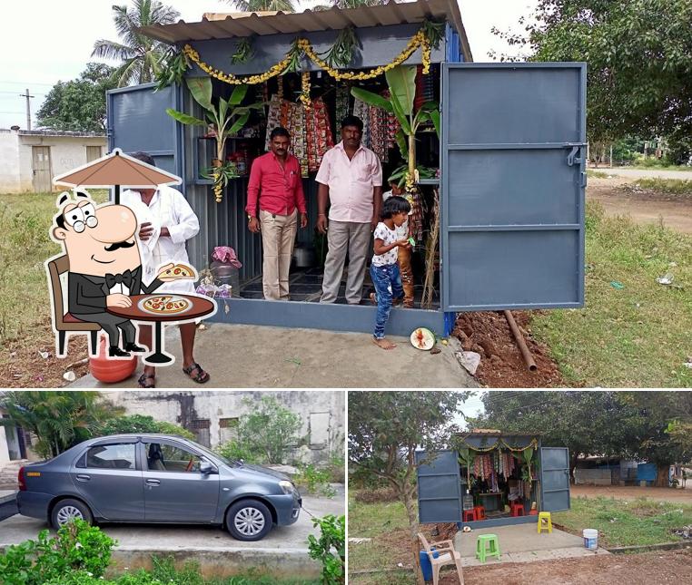 Take a look at the photo showing exterior and play area at Annpurna canteen and tours and travels shamnur ️