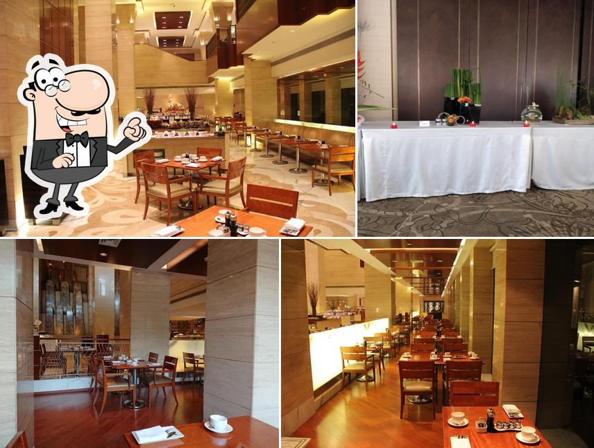 Take a seat at one of the tables at Cafe