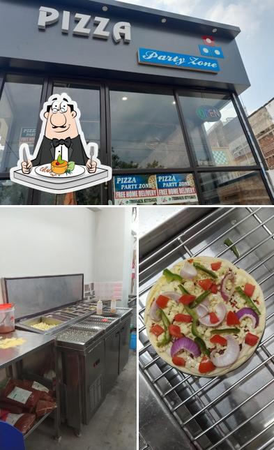 Pizza party zone is distinguished by food and exterior